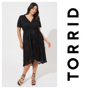 Torrid Plus Size Black Lace Wrap Dress